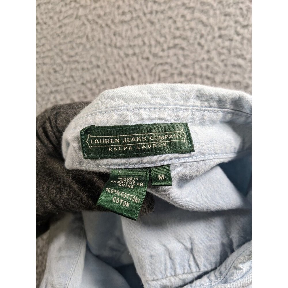 Lauren Jeans Company Ralph Lauren Shirt Women Medium Long Sleeve Button Chambray - Picture 3 of 13